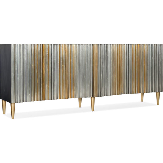 Apollo Credenza by Hooker Furniture in silver, gold. Made from hardwoods, aluminum sheet in a eclectic & global style.