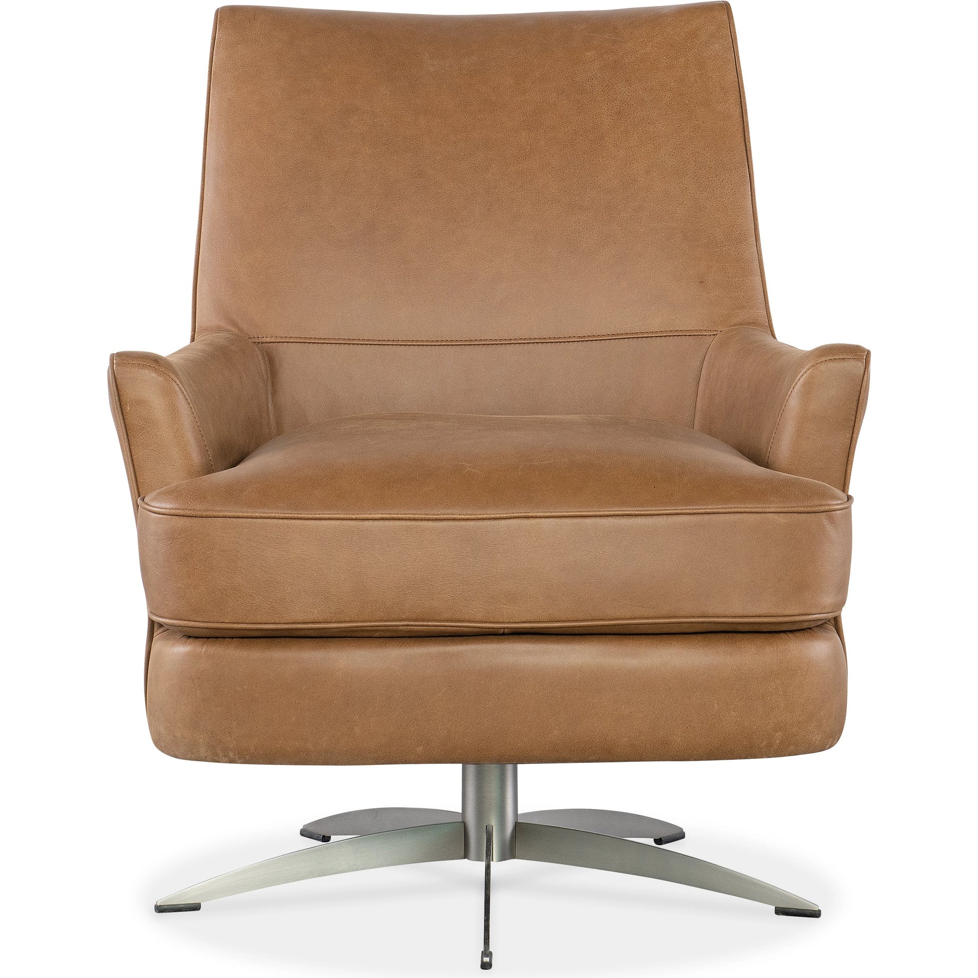 Sheridan Swivel Chair by Hooker Furniture in denver coffee. Made from leather, denver coffee (nubuck top grain) in a transitional style.