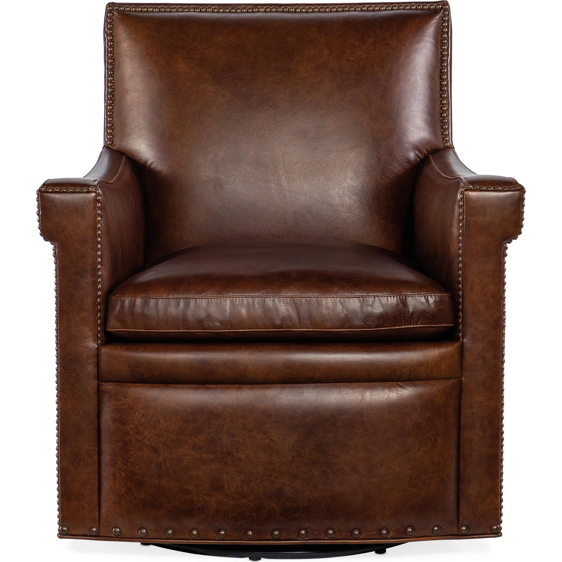 Swivel Club Chair by Hooker Furniture in oste river deep ocean. Made from leather, oste river deep ocean (aniline top grain) in a traditional style.
