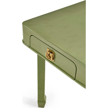 Polly Avo Rectangular End Table by Jonathan Charles in dor green lacquer. Made from beech in a eclectic & global style.