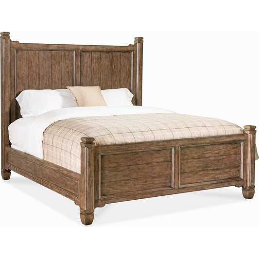 Americana California King Panel Bed by Hooker Furniture. Made from oak veneers in a cottage & farmhouse style.