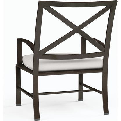 La Jolla Outdoor Swivel Dining Chair by Sunset West in browns. Made from aluminum in a modern style.