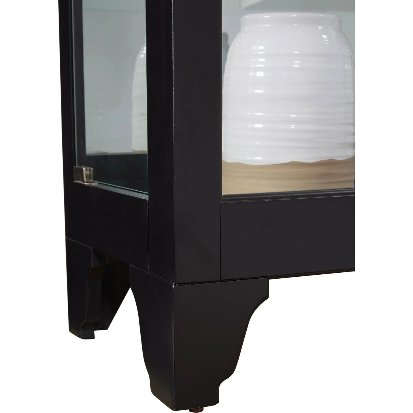 005 SI-2155509 | Closeup | 29'' Wide Hardwood Onyx Black Curio Display Cabinet by Pulaski Furniture in black onyx. Made from select hardwoods in a traditional style.