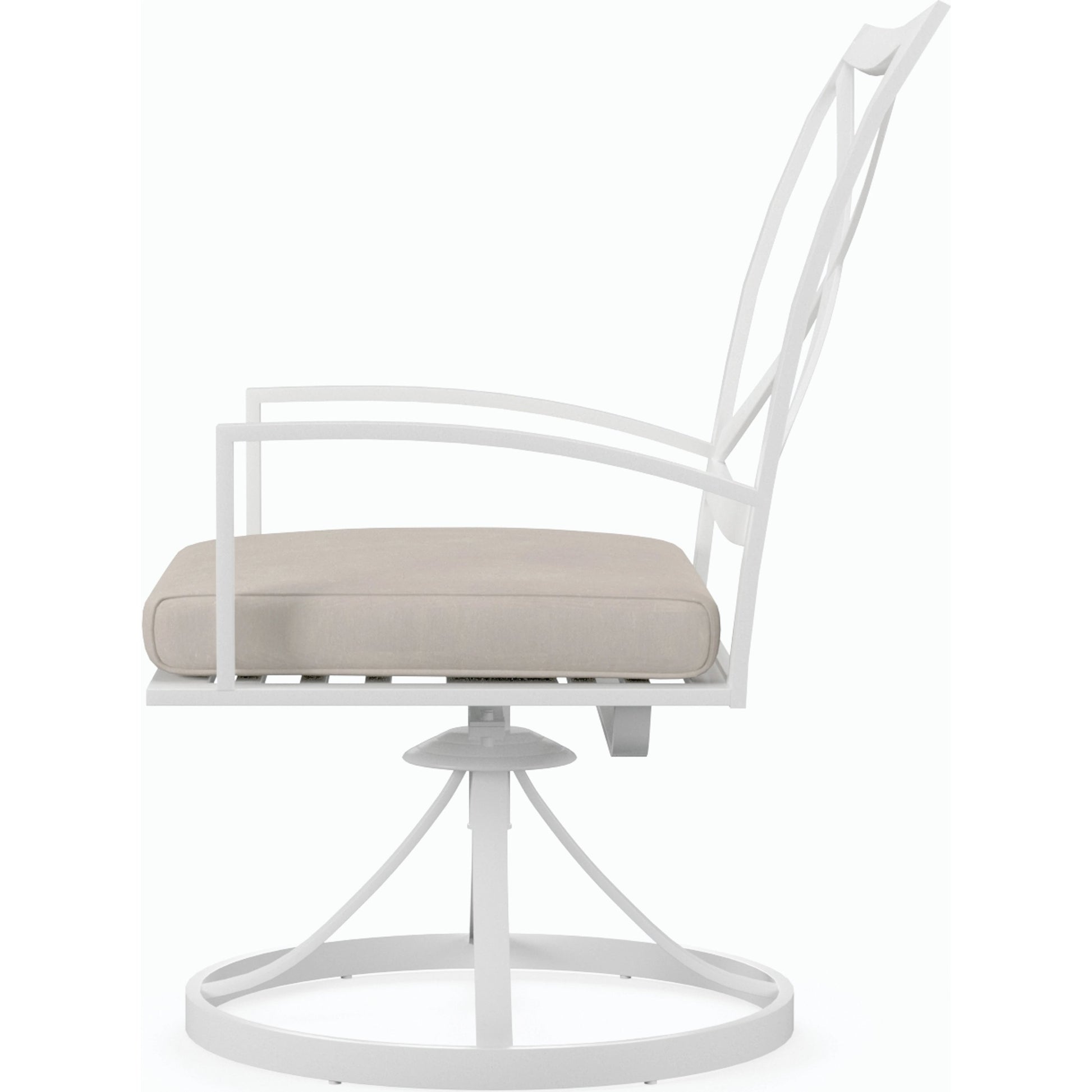 Bristol Outdoor Dining Chair in Canvas Flax w/ Self Welt by Sunset West in white. Made from aluminum in a modern style.