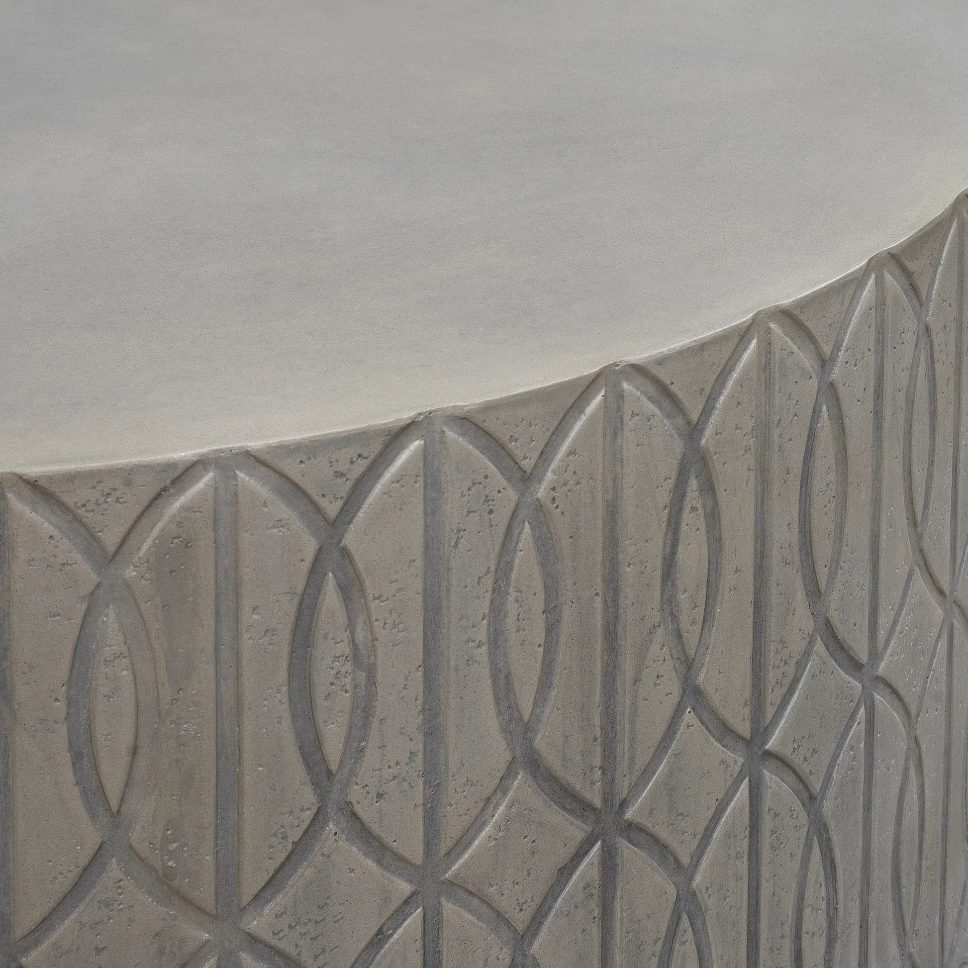 Trellis Outdoor Coffee Table by Sunset West in gray. Made from glass fiber reinforced concrete in a transitional style.