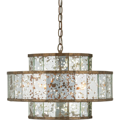 Fantine Chandelier by Currey and Company. Made from wrought iron, glass in a traditional style.