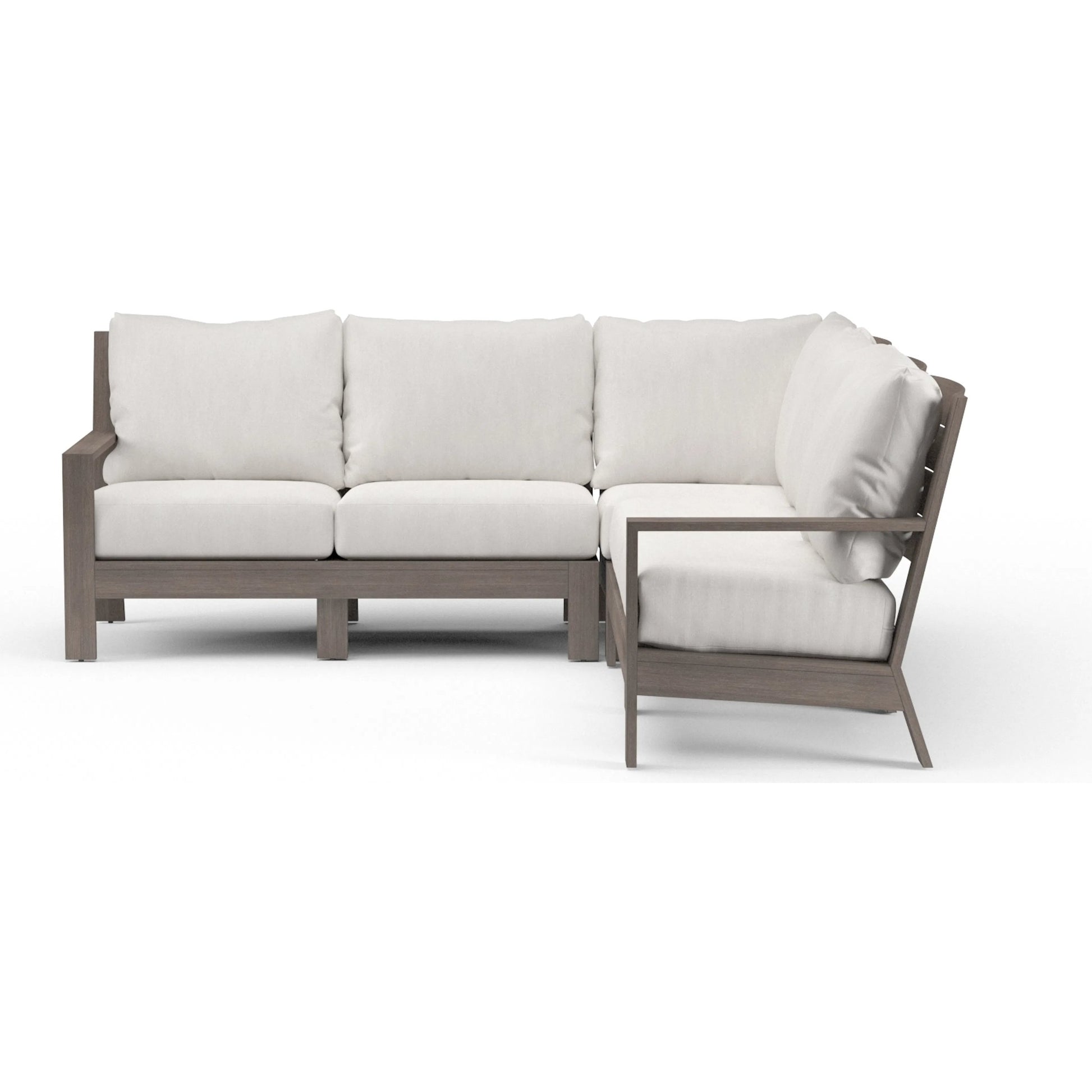 Laguna Outdoor Sectional by Sunset West in driftwood. Made from aluminum in a modern style.
