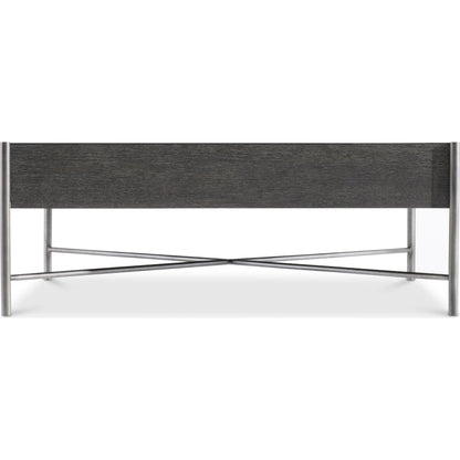 Outline Cocktail Table by Bernhardt in kohl, atra. Made from wood, metal in a transitional style.