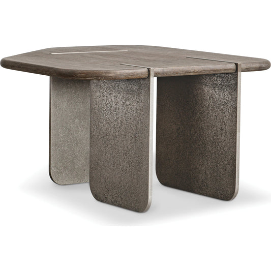 Melba Cocktail Table by Bernhardt in graphite, puma. Made from wood, metal in a rustic style.