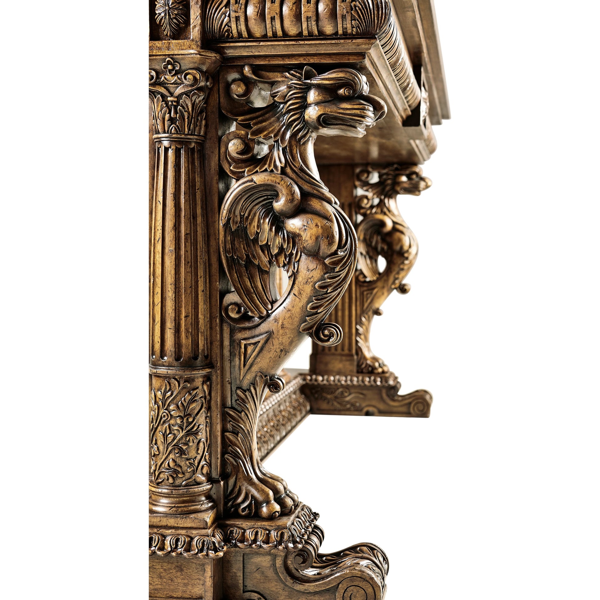 Windsor French Renaissance Style Library Table by Jonathan Charles in brown and medium antique walnut. Made from acacia in a traditional style.