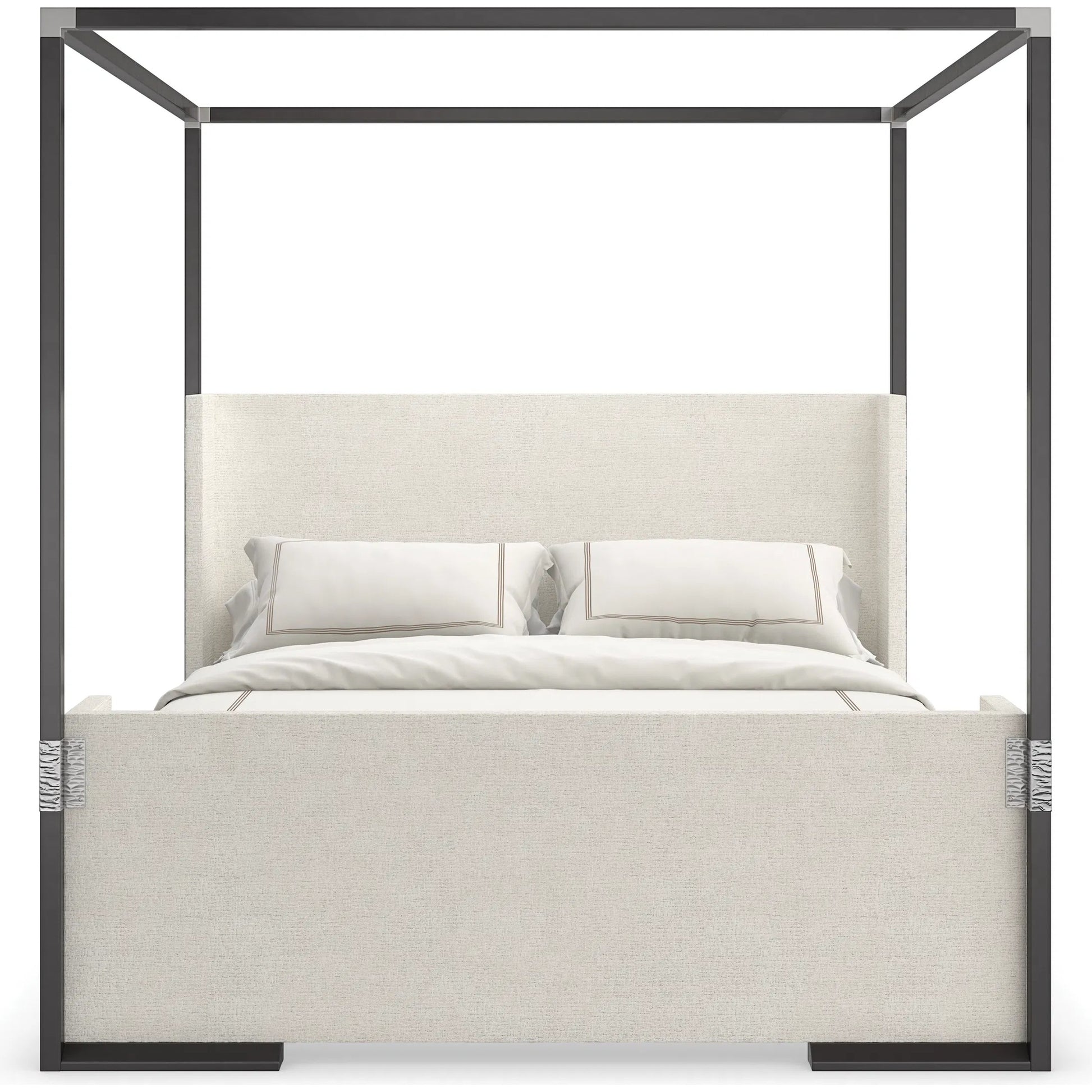 Shelter Me Canopy by Caracole in almost black, brushed stainless. Made from poplar in a unique style.