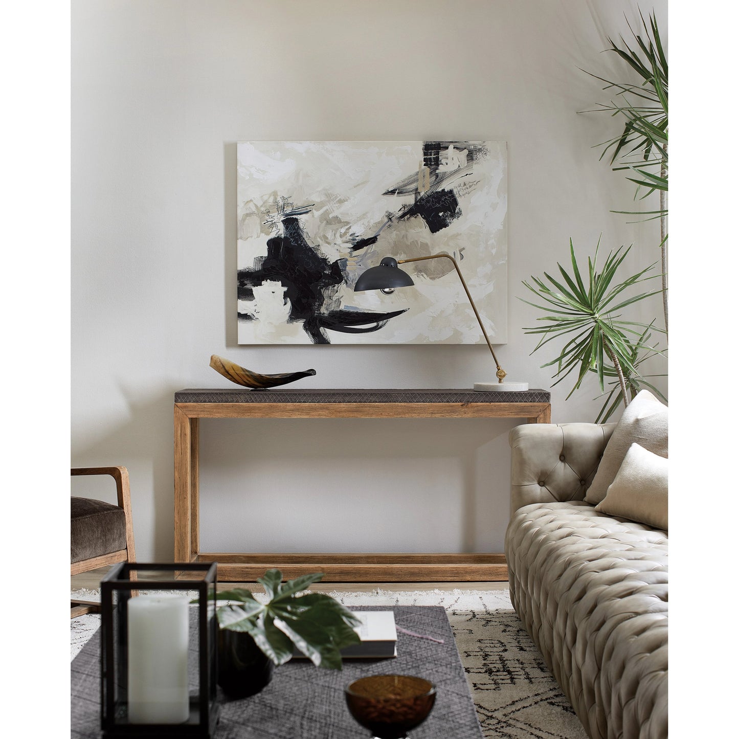 004 SI-1959529 | Lifestyle | Big Sky Sofa Table by Hooker Furniture in vintage natural, furrowed bark. Made from wood, resin in a modern style.