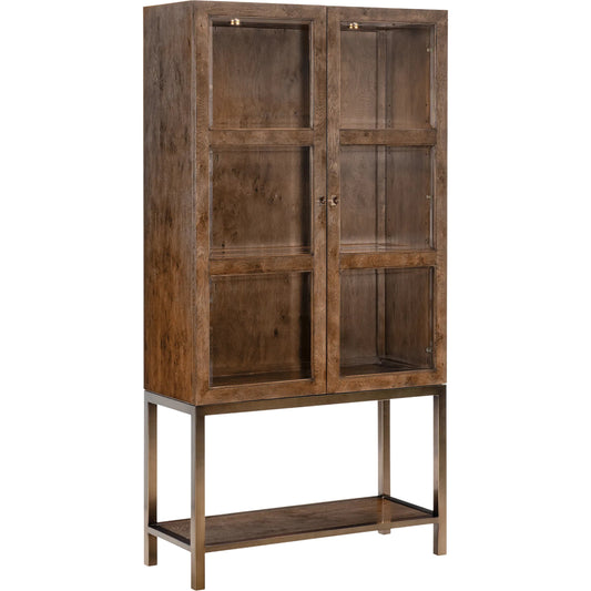 Melange Mulholland Display Cabinet by Hooker Furniture in medium wood and rich golden brown, oak veneers, bronze metal. Made from oak solids, oak veneers, metal in a unique style.