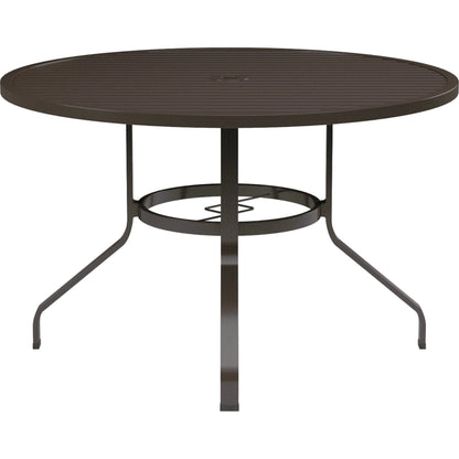 La Outdoor Jolla 48" Round Dining Table by Sunset West in espresso. Made from aluminum in a modern style.