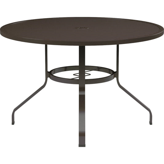 La Outdoor Jolla 48" Round Dining Table by Sunset West in espresso. Made from aluminum in a modern style.