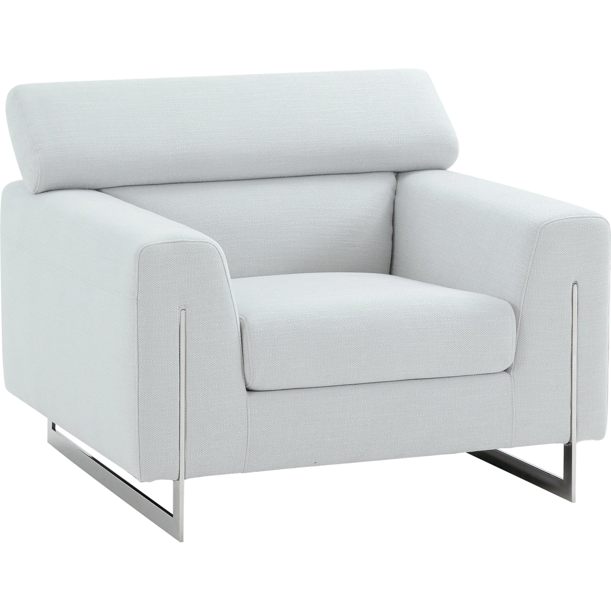 Serena Lounge Chair by Pasargad Home in silver. Made from polyester fabric in a modern style.