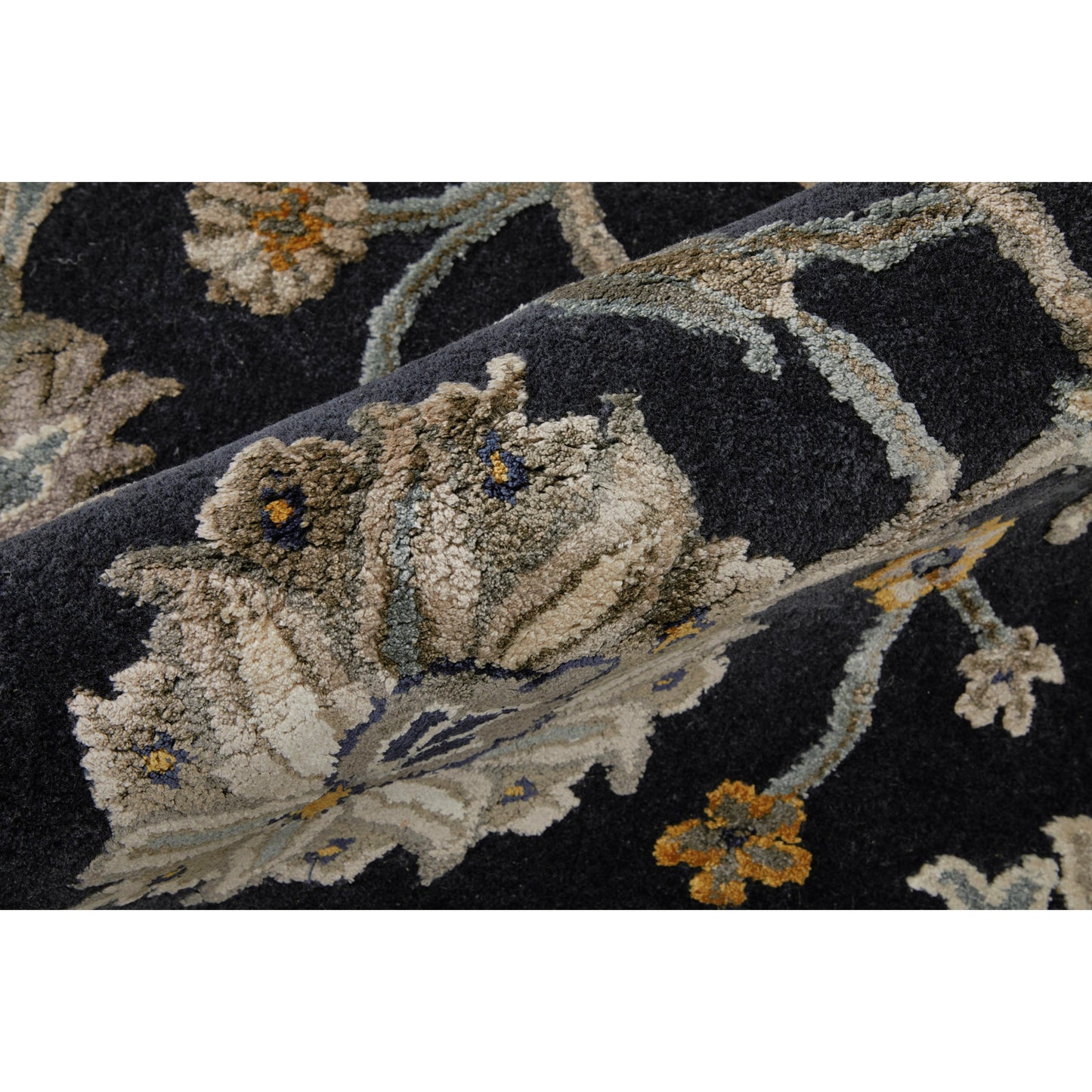 004 SI-2130021,SI-2130022 | Closeup | Prescott Traditional & Botanical Rug - 8940F by Feizy in blue, silver, gray. Made from viscose, wool in a unique style.