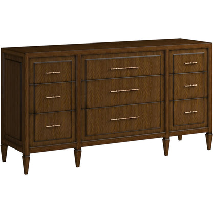 Eave 9 Drawer Dresser by A.R.T. Furniture in hazelnut. Made from poplar, parawood solids, walnut veneer in a traditional style.