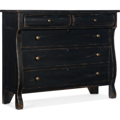 Ciao Bella Bureau by Hooker Furniture in black. Made from maple veneer, cedar, felt panel, solid-wood edge top in a traditional style.