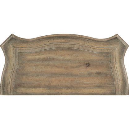 Castella Five Drawer Chest by Hooker Furniture in antique slate. Made from pecan, quartered hickory, quartered black walnut, quartered ash, maple, birch veneers with cedar drawer bottom, felt panel, solid-wood edge top in