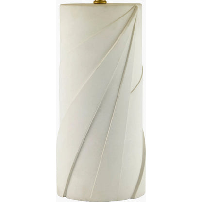 Xove Accent Table Lamp by Livabliss in white and hand painted. Made from concrete, cotton, iron in a transitional style.