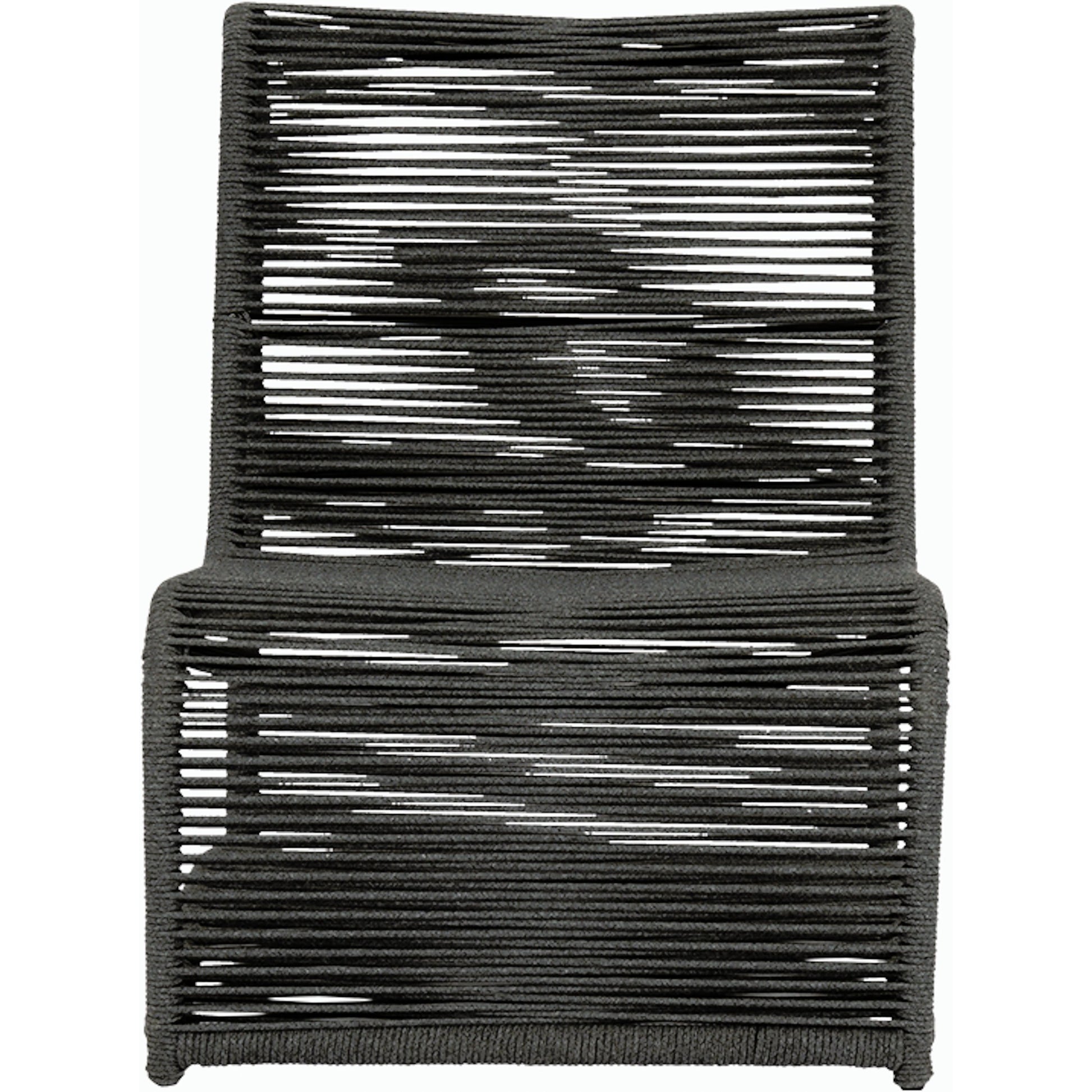 Milano Outdoor Armless Club Chair by Sunset West. Made from olefin rope in a coastal style.