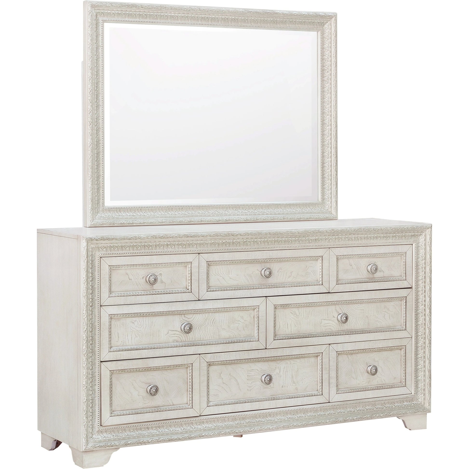 Camila Mirror by Pulaski Furniture in semi-transparent creamy white. Made from ash veneers in a modern style.