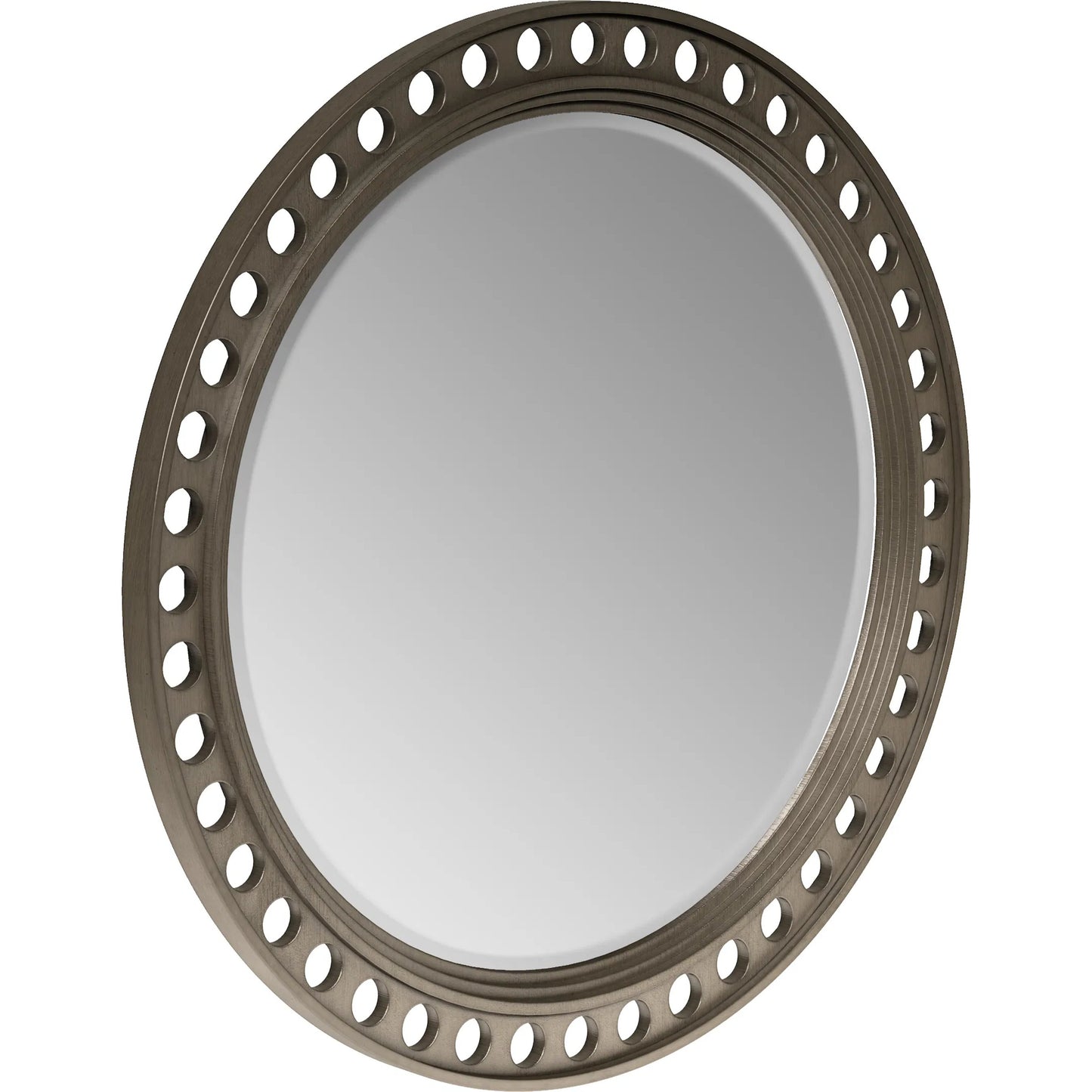 003 SI-2334443 | Primary Silo | Cove Round Mirror by A.R.T. Furniture in grey and mica. Made from rubberwood solids, primavera veneer, glass in a traditional style.