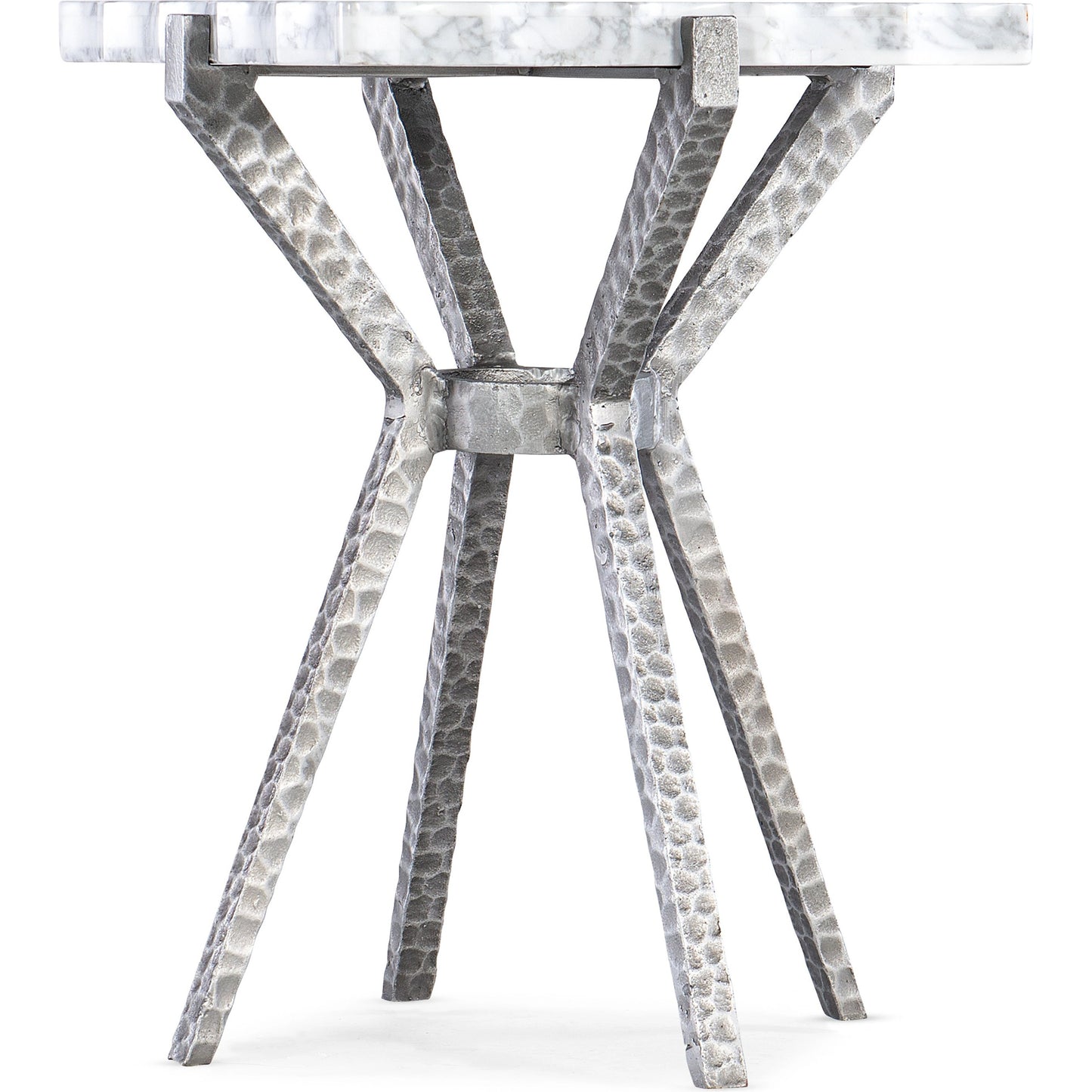001 SI-1959613 | Primary Silo | Melange Glendon Side Table by Hooker Furniture in carrara marble, silver. Made from carrara marble veneer with cast metal in a modern style.