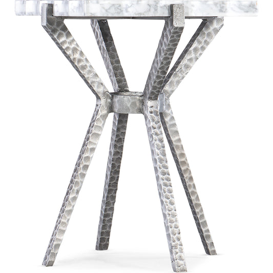Melange Glendon Side Table by Hooker Furniture in carrara marble, silver. Made from carrara marble veneer with cast metal in a modern style.