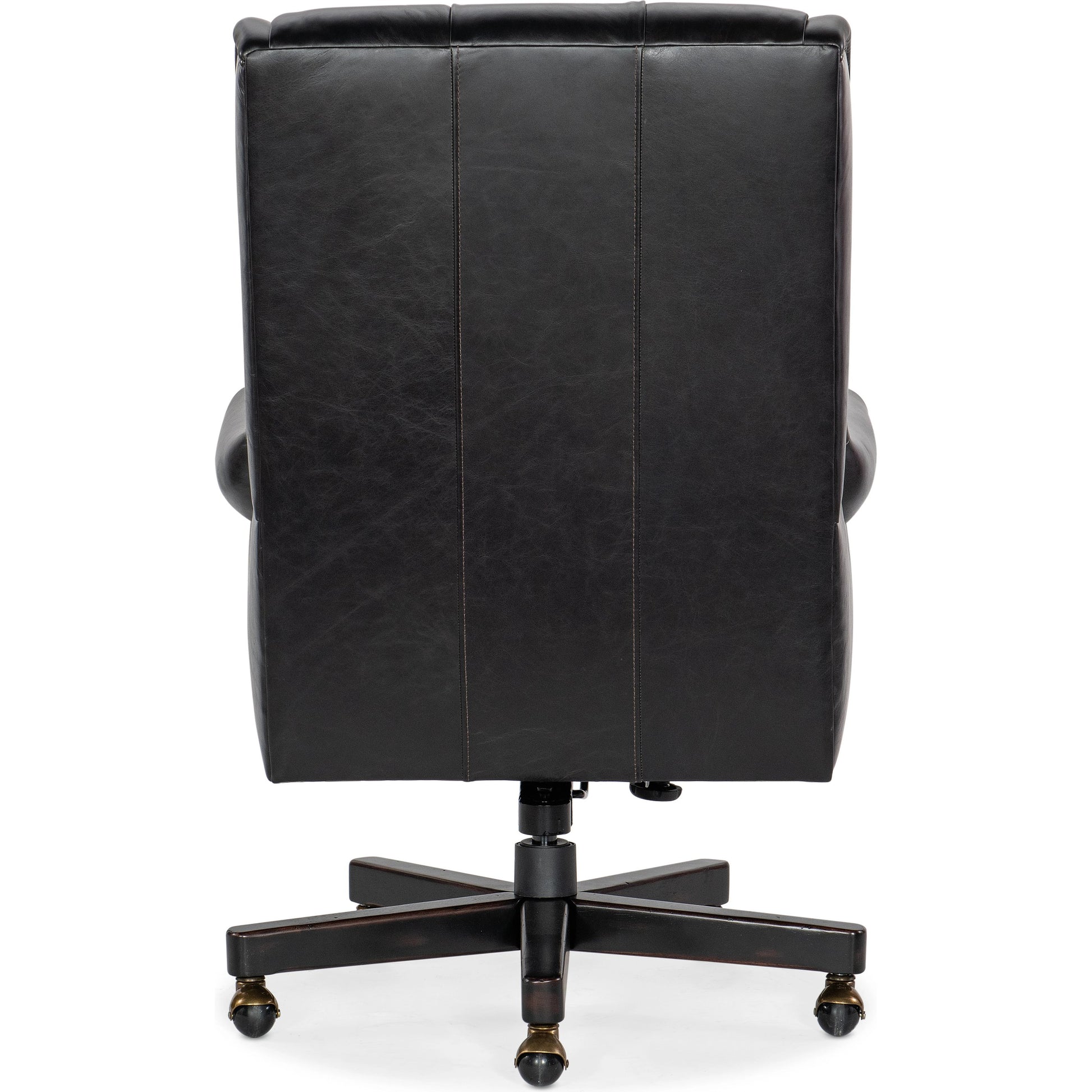 Charleston Executive Swivel Tilt Chair by Hooker Furniture in old saddle black. Made from leather, old saddle black (aniline top grain) in a unique style.