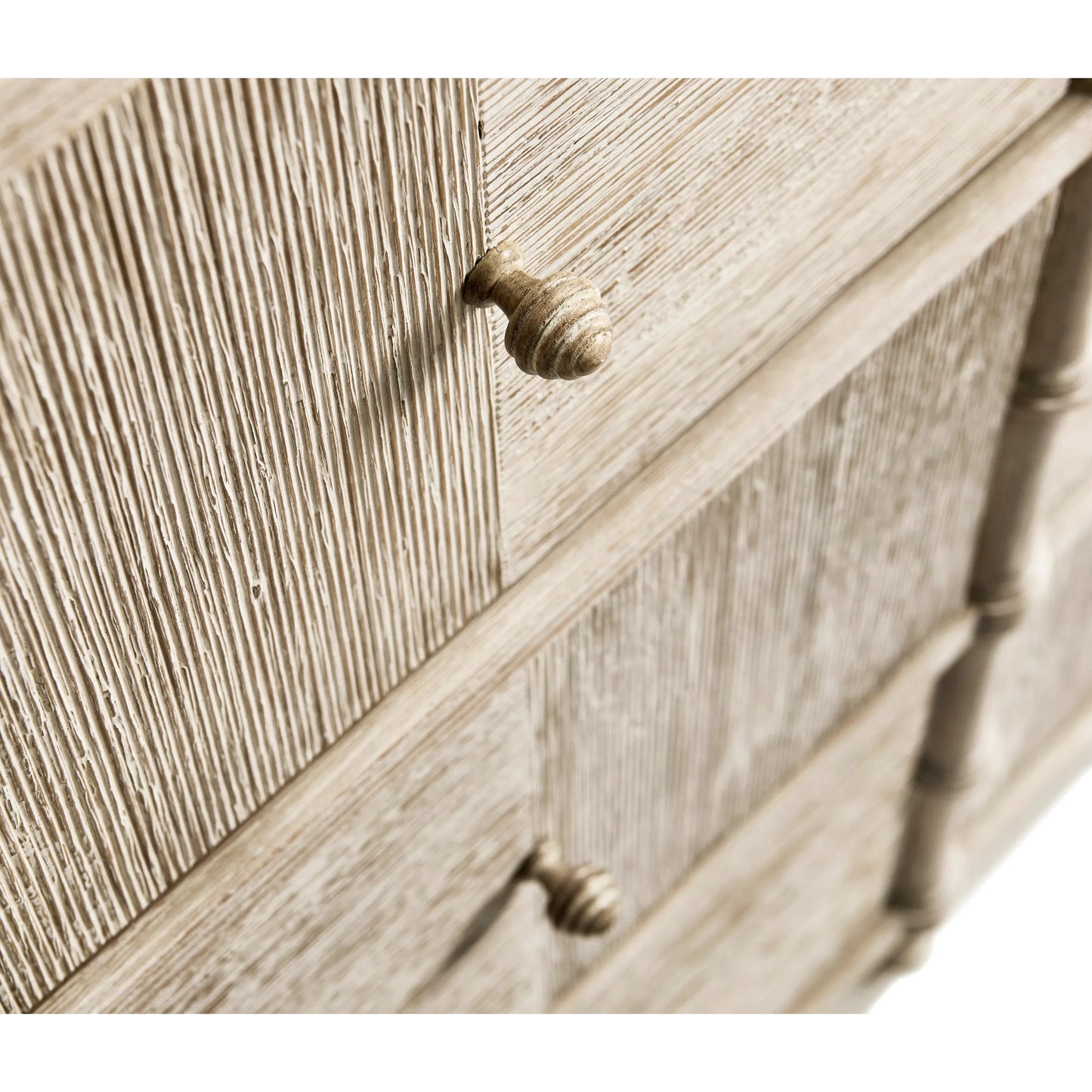 009 SI-2334493 | Closeup | Bywater Dresser by Jonathan Charles in beige and washed acacia. Made from oak, aluminum, acacia veneer, beech in a transitional style.