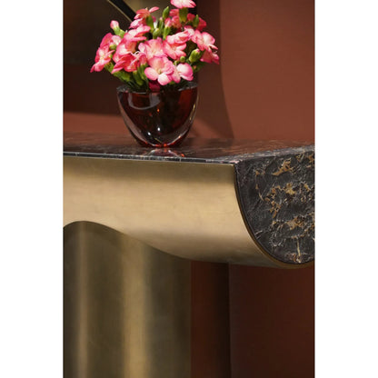 Nova Console Table by Jonathan Charles in industrial bronze finish. Made from main aluminum in a unique style.
