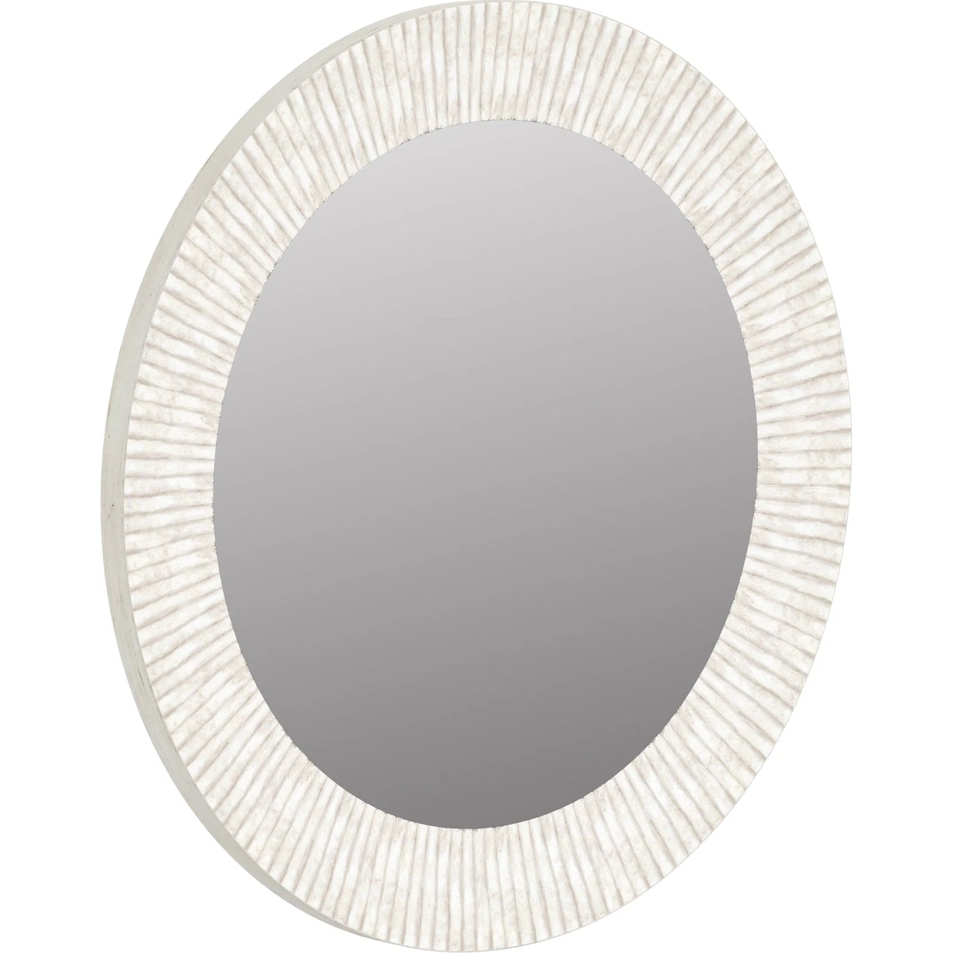 Ashlar Round Mirror by A.R.T. Furniture in bisque. Made from parawood solids, resin, glass in a transitional style.