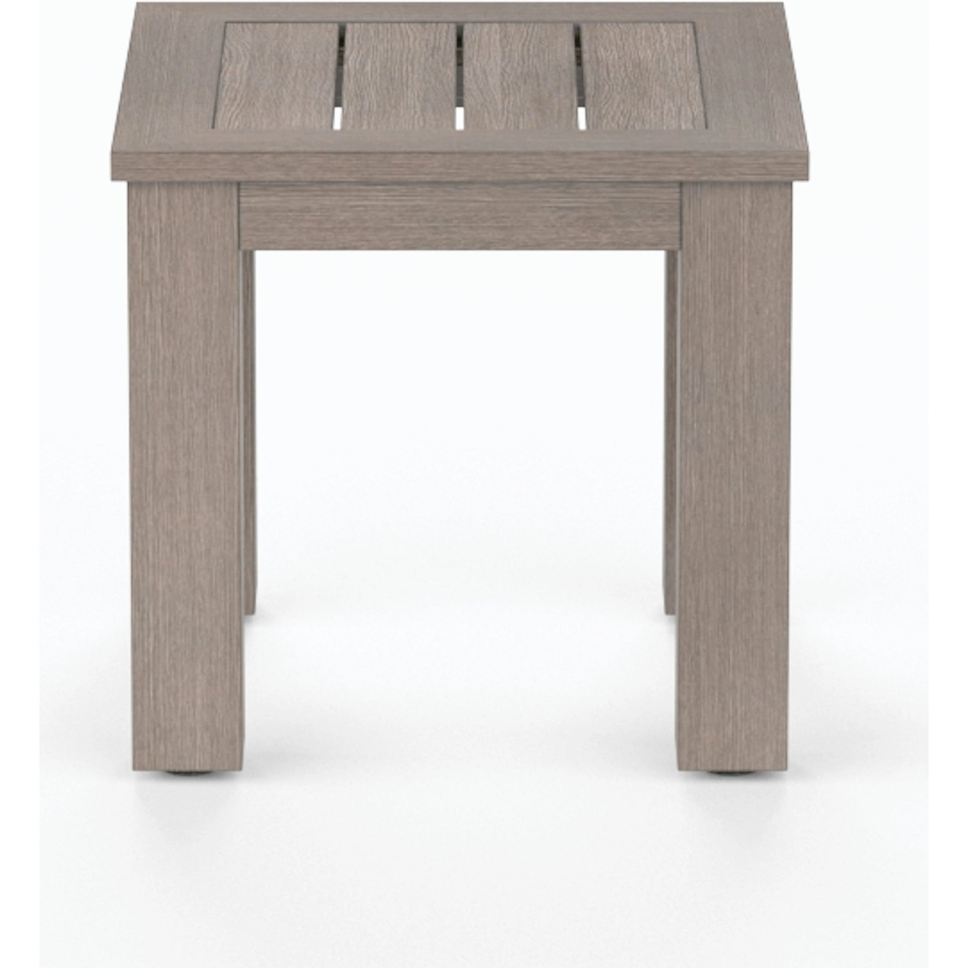 Laguna Outdoor End Table by Sunset West in driftwood. Made from aluminum in a modern style.