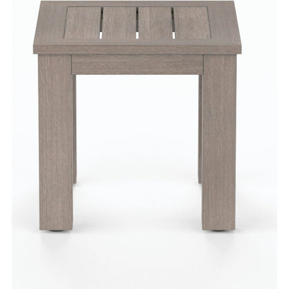 Laguna Outdoor End Table by Sunset West in driftwood. Made from aluminum in a modern style.