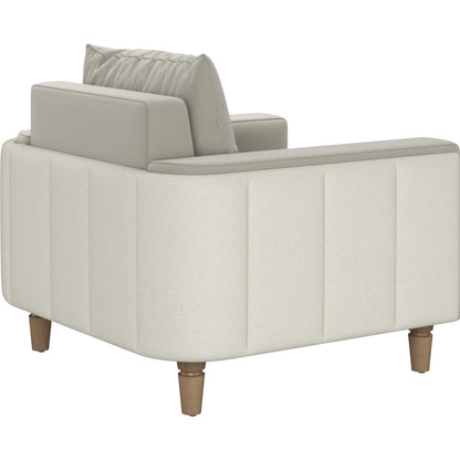 Barret Lounge Chair by A.R.T. Furniture in beige and café au lait. Made from inside: velvet sand colored polyester fabric, outback in faux-leather parchement colored material in a traditional style.