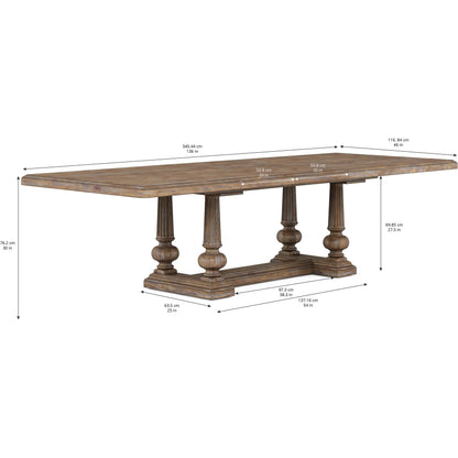 Architrave Trestle Dining Table by A.R.T. Furniture in almond. Made from pine solids and veneer, resin in a traditional style.