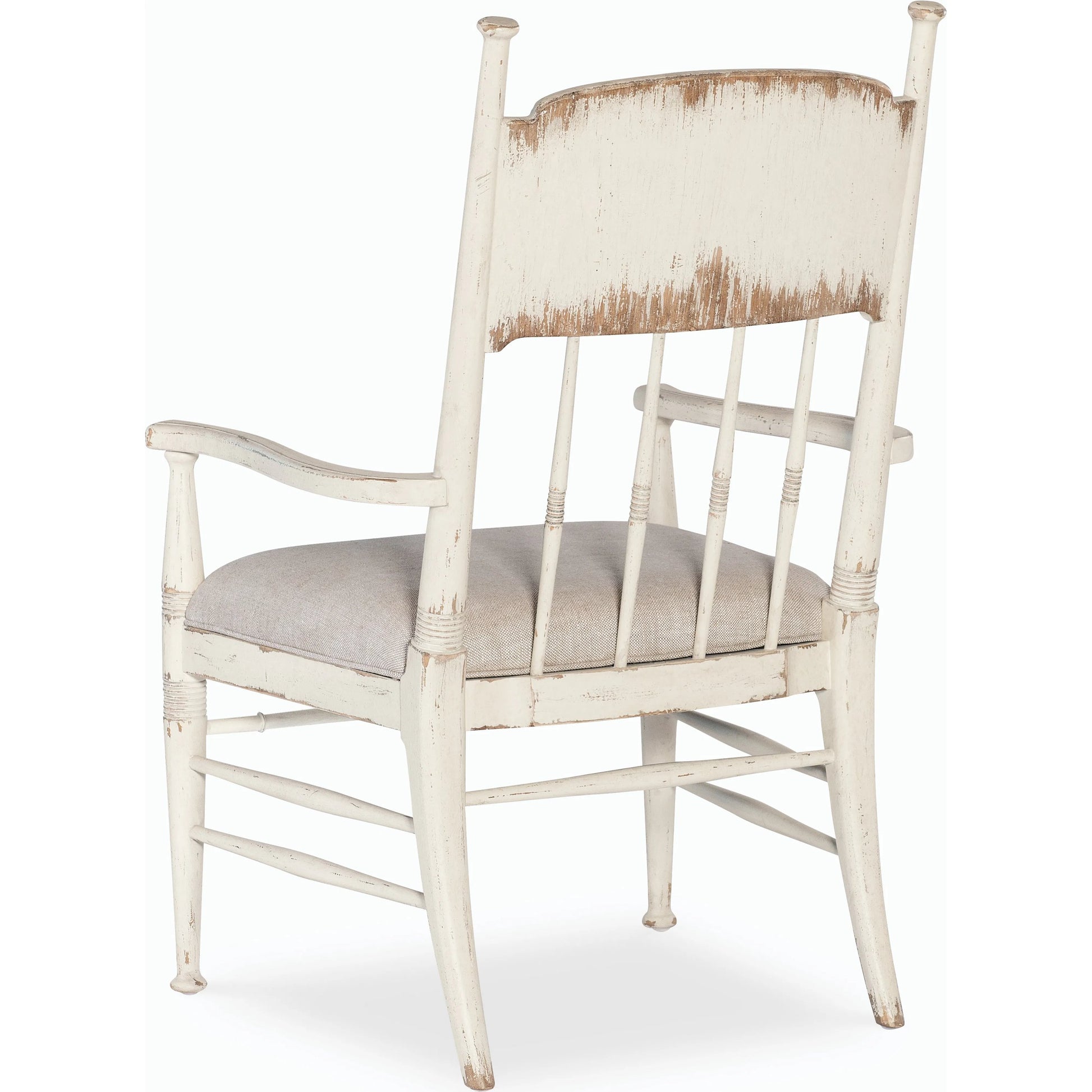 Americana Upholstered Seat Arm Chair by Hooker Furniture in beige. Made from oak veneers and fabric in a cottage & farmhouse style.