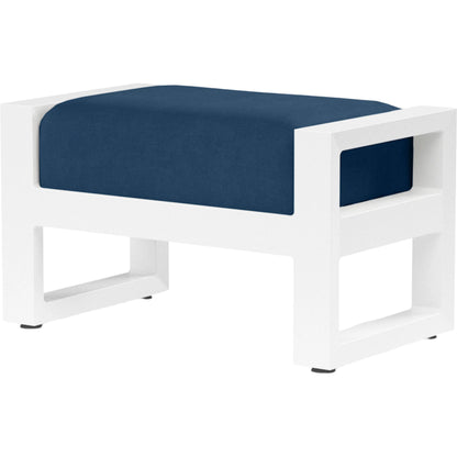 Newport Outdoor Ottoman by Sunset West in whites/creams/beiges. Made from aluminum in a modern style.