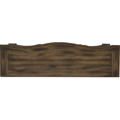 Williamson Dresser by Hooker Furniture in saddle brown. Made from white oak, walnut veneers with cedar, resin in a traditional style.