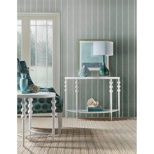 Melange On the Bright Side Oval End Table by Hooker Furniture in white textured. Made from glass, metal, resin in a traditional style.