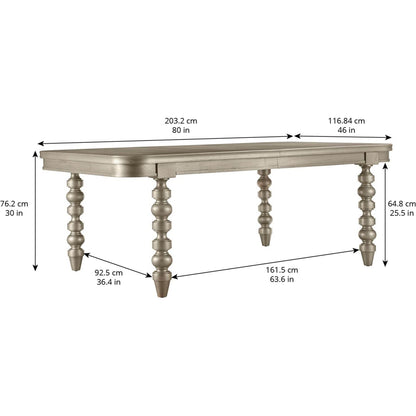 Morrissey Oldham Extendable Dining Table by A.R.T. Furniture in silver and bezel. Made from parawood solids, primavera veneers in a transitional style.