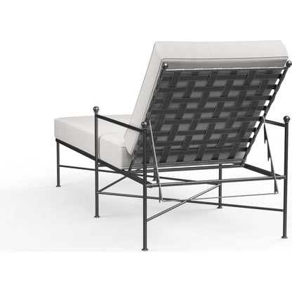 Provence Outdoor Chaise Lounge by Sunset West in pewter. Made from wrought iron in a modern style.