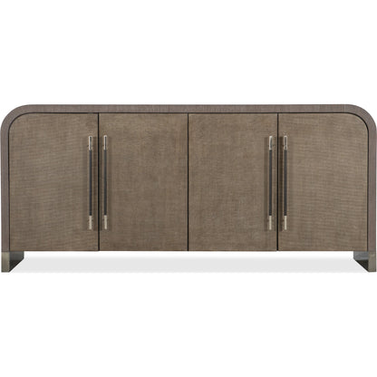 Modern Mood Buffet by Hooker Furniture. Made from oak veneers, raffia in a modern style.