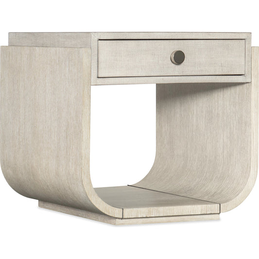 Modern Mood Rectangle End Table by Hooker Furniture. Made from oak veneers, raffia in a modern style.