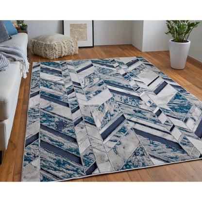 Indio Herringbone Rug - 39H1F by Feizy in ivory, blue, gray. Made from unique in a unique style.