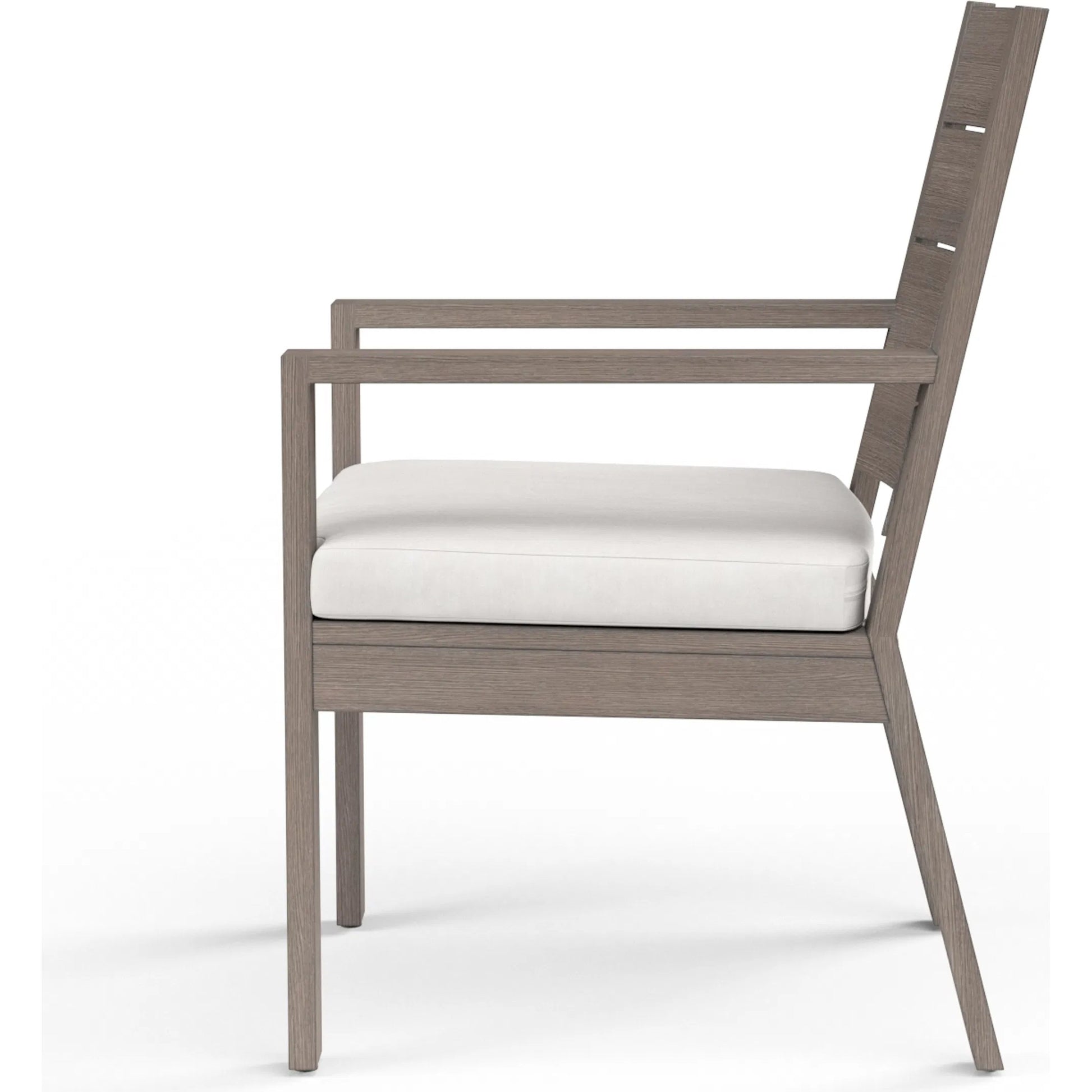 Laguna Outdoor Dining Chair by Sunset West in driftwood. Made from aluminum in a modern style.