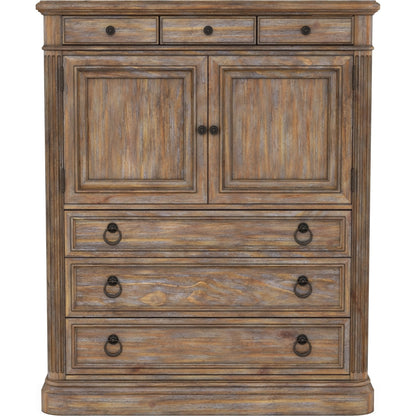 Architrave Door Drawer Chest by A.R.T. Furniture in almond. Made from pine solids and veneer, metal in a traditional style.