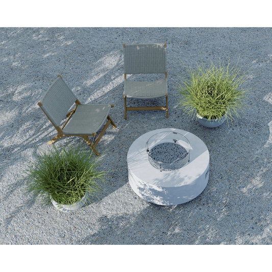 Gravelstone Outdoor Round Fire Table by Sunset West in gravelstone. Made from gfr concrete in a unique style.